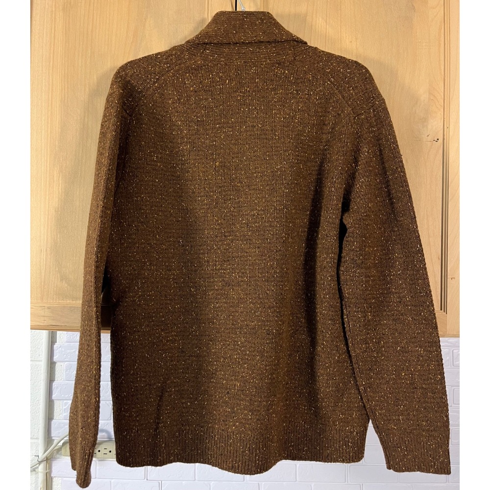 UNTUCKit Emeric Donegal Cardigan Mens XL Brown Lambswool Shawl Collar 41193 - Picture 2 of 6